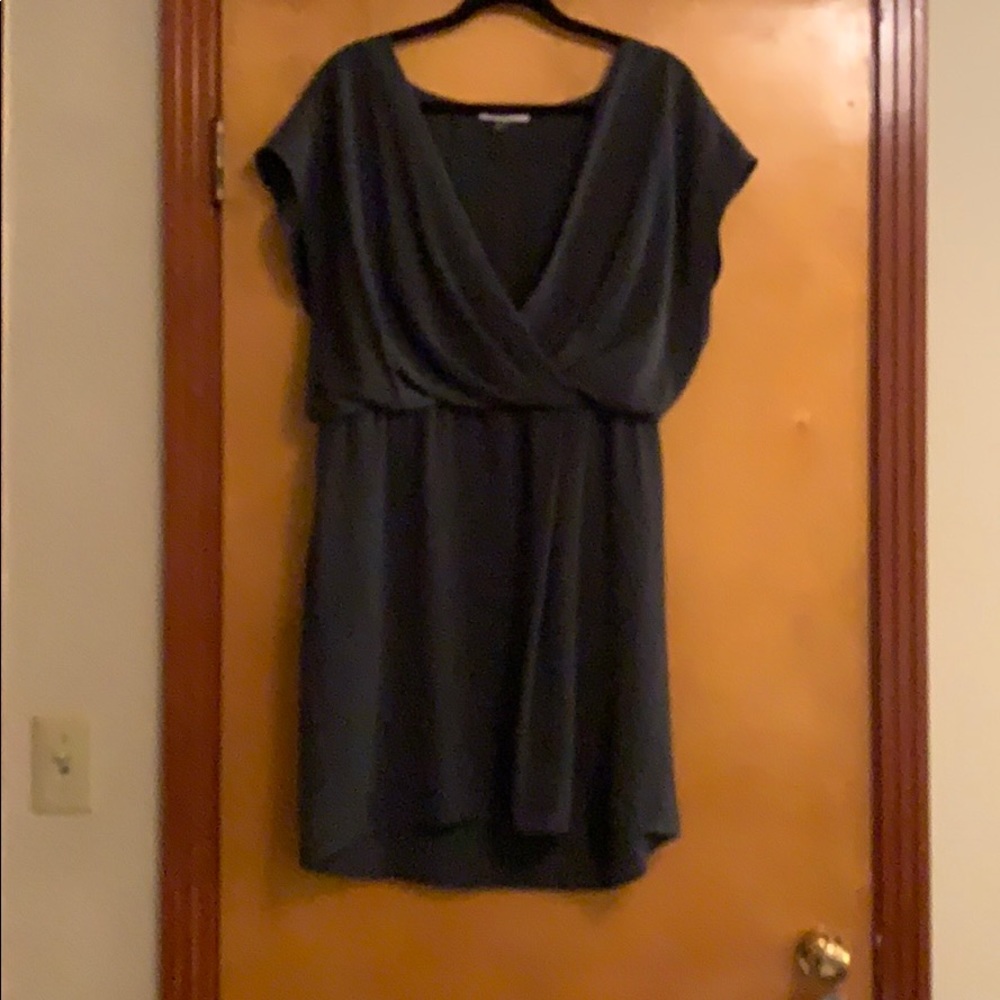 DKNYC grey scoop neck and drape dress